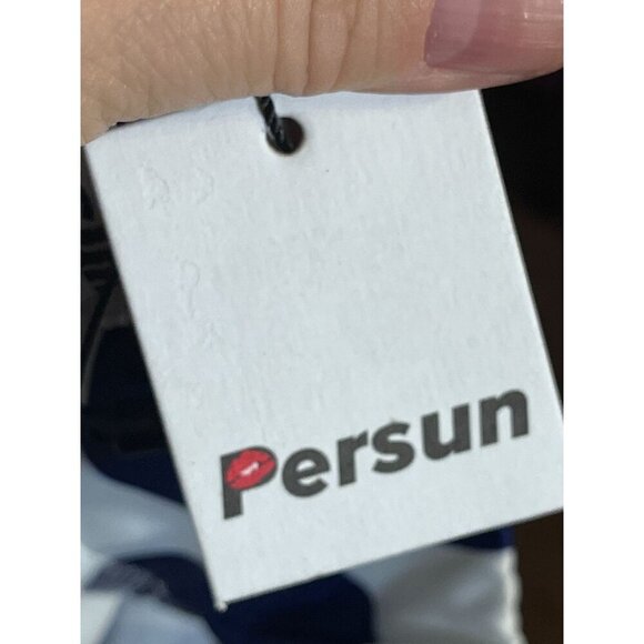 Persun Polka Dot Maxi Skirt 6 Blue Retro Old Money Classic Chic Preppy A Line - Picture 11 of 13